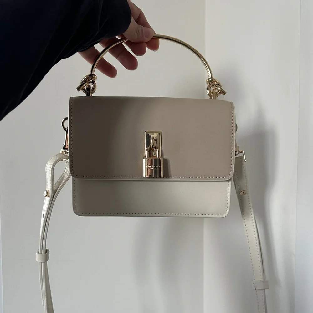 Ted Baker Ssloane Taupe and Cream Crossbody Bag with Gold Handle - Picture 2 of 8